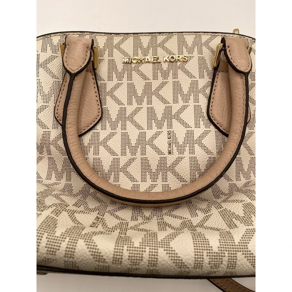 Michael Kors MK Hattie Satchel Bowling Crossbody Bag‎ Vanilla/Pink